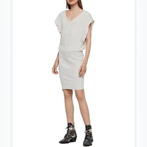 All Saints Suri Snap Dress in Porcelain White